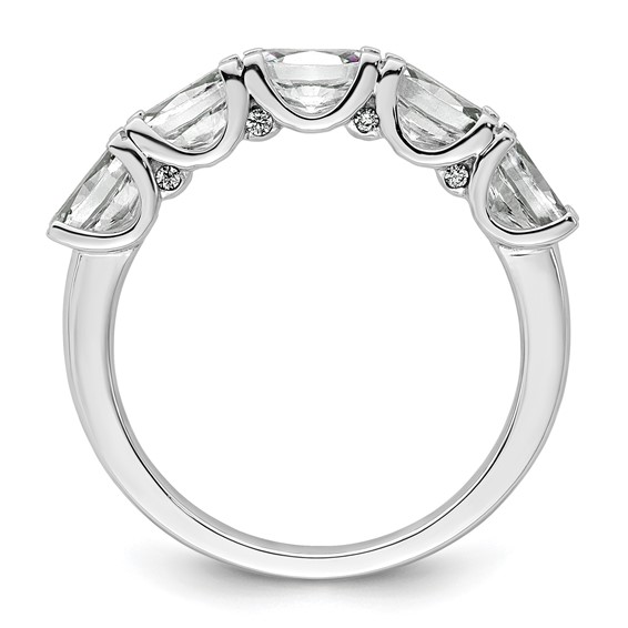 14k White Gold 1 1/2 carat Lab Grown Diamond VS+ F+ Complete Five Stone Band