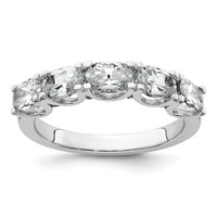 14K White Gold 1.50 Carat Lab Grown Diamond VS+ F+ Complete Five Stone Band view 1