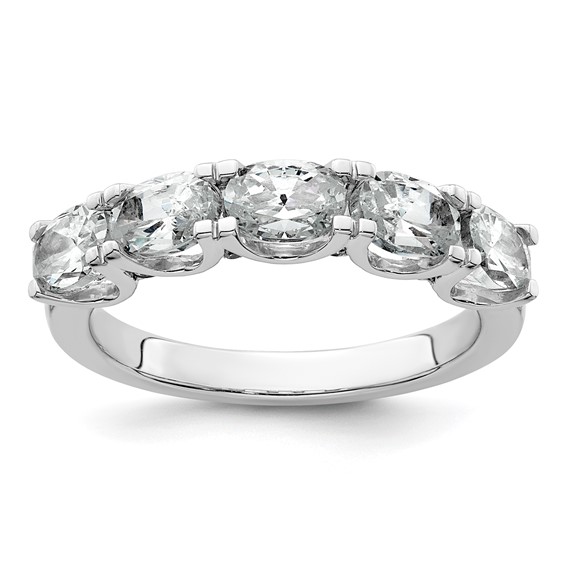 14k White Gold 1 1/2 carat Lab Grown Diamond VS+ F+ Complete Five Stone Band