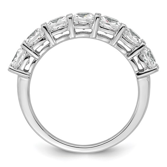 14k White Gold 2 1/2 carat Lab Grown Diamond VS+ F+ Cushion Complete Seven Stone Band