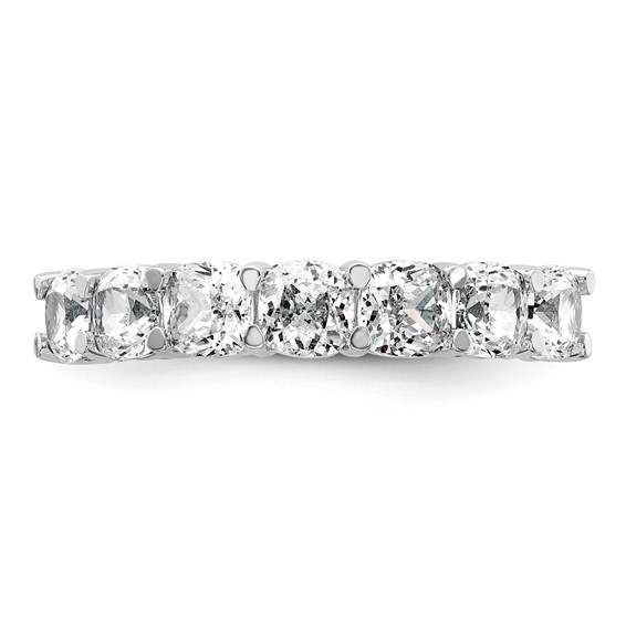 14k White Gold 2 1/2 carat Lab Grown Diamond VS+ F+ Cushion Complete Seven Stone Band
