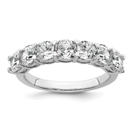 14K White Gold 2.50 Carat Lab Grown Diamond VS+ F+ Cushion Complete Seven Stone Band