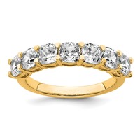 14K Yellow Gold 2.50 Carat Lab Grown Diamond VS+ F+ Cushion Complete Seven Stone Band view 1