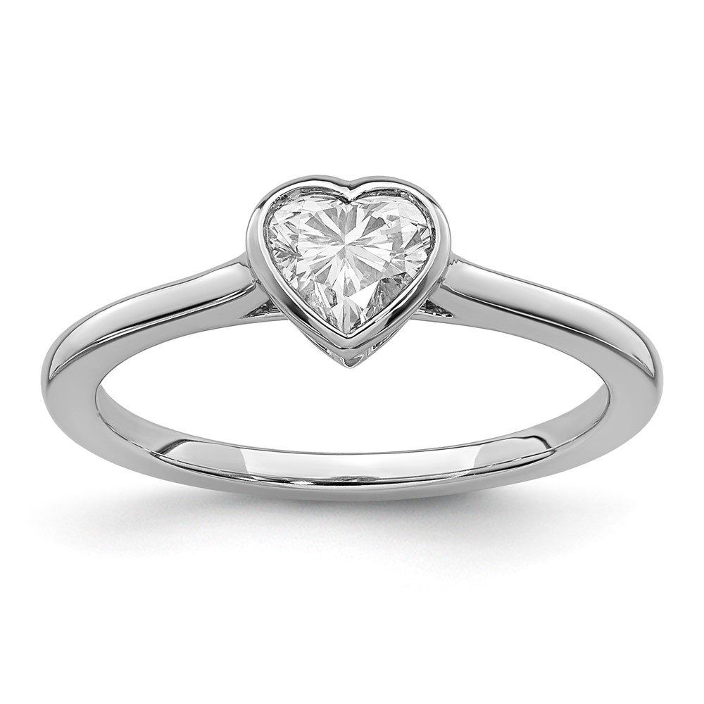 14K White Gold Lab Grown Diamond Vs+f+ Heart Bezel Ring