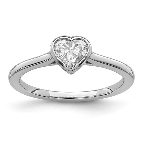 14K White Gold Lab Grown Diamond Vs+f+ Heart Bezel Ring