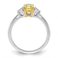 Emma Grace 14K Two-Tone 1.38 Carat Certified Lab Grown Diamond VS+ Oval Vivid Yellow & VS+ F+ Half Moon Complete Ring view 2