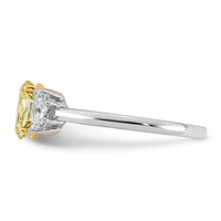 Emma Grace 14K Two-Tone 1.38 Carat Certified Lab Grown Diamond VS+ Oval Vivid Yellow & VS+ F+ Half Moon Complete Ring view 3