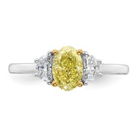 Emma Grace 14K Two-Tone 1.38 Carat Certified Lab Grown Diamond VS+ Oval Vivid Yellow & VS+ F+ Half Moon Complete Ring view 4