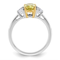 Emma Grace 14K Two-Tone 1.50 Carat Certified Lab Grown Diamond VS+ Oval Vivid Yellow & VS+ F+ Half Moon Complete Ring view 2