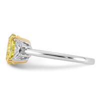 Emma Grace 14K Two-Tone 1.50 Carat Certified Lab Grown Diamond VS+ Oval Vivid Yellow & VS+ F+ Half Moon Complete Ring view 3