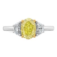 Emma Grace 14K Two-Tone 1.50 Carat Certified Lab Grown Diamond VS+ Oval Vivid Yellow & VS+ F+ Half Moon Complete Ring view 4