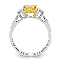 Emma Grace 14K Two-Tone 2.62 Carat Certified Lab Grown Diamond VS+ Oval Vivid Yellow & VS+ F+ Half Moon Complete Ring view 2