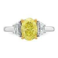 Emma Grace 14K Two-Tone 2.62 Carat Certified Lab Grown Diamond VS+ Oval Vivid Yellow & VS+ F+ Half Moon Complete Ring view 4