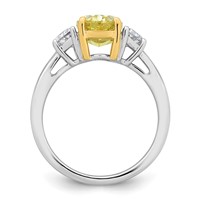 Emma Grace 14K Two-Tone 3.20 Carat Certified Lab Grown Diamond VS+ Oval Vivid Yellow & VS+ F+ Half Moon Complete Ring view 2
