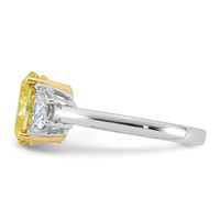 Emma Grace 14K Two-Tone 3.20 Carat Certified Lab Grown Diamond VS+ Oval Vivid Yellow & VS+ F+ Half Moon Complete Ring view 3