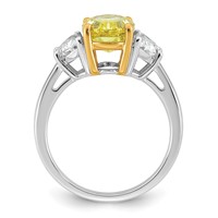 Emma Grace 14K Two-Tone 4.20 Carat Certified Lab Grown Diamond VS+ Oval Vivid Yellow & VS+ F+ Half Moon Complete Ring view 2