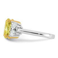 Emma Grace 14K Two-Tone 4.20 Carat Certified Lab Grown Diamond VS+ Oval Vivid Yellow & VS+ F+ Half Moon Complete Ring view 3