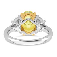 Emma Grace 14K Two-Tone 4.20 Carat Certified Lab Grown Diamond VS+ Oval Vivid Yellow & VS+ F+ Half Moon Complete Ring view 5