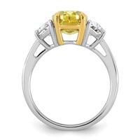 Emma Grace 14K Two-Tone 4.75 Carat Certified Lab Grown Diamond VS+ Oval Vivid Yellow & VS+ F+ Half Moon Complete Ring view 2