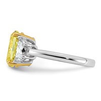 Emma Grace 14K Two-Tone 4.75 Carat Certified Lab Grown Diamond VS+ Oval Vivid Yellow & VS+ F+ Half Moon Complete Ring view 3