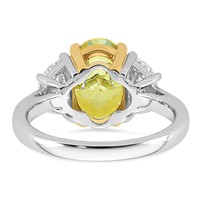 Emma Grace 14K Two-Tone 4.75 Carat Certified Lab Grown Diamond VS+ Oval Vivid Yellow & VS+ F+ Half Moon Complete Ring view 5