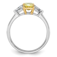 Emma Grace 14K Two-Tone 1.38 Carat Certified Lab Grown Diamond VS+ Radiant Vivid Yellow & VS+ F+ Triangle Complete Ring view 2