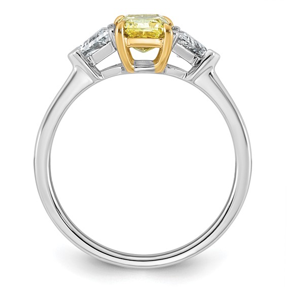 Emma Grace 14K Two-Tone 1 1/2 carat Certified Lab Grown Diamond VS+ Radiant Vivid Yellow & VS+ F+ Trillion Complete Ring