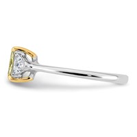 Emma Grace 14K Two-Tone 1.38 Carat Certified Lab Grown Diamond VS+ Radiant Vivid Yellow & VS+ F+ Triangle Complete Ring view 3