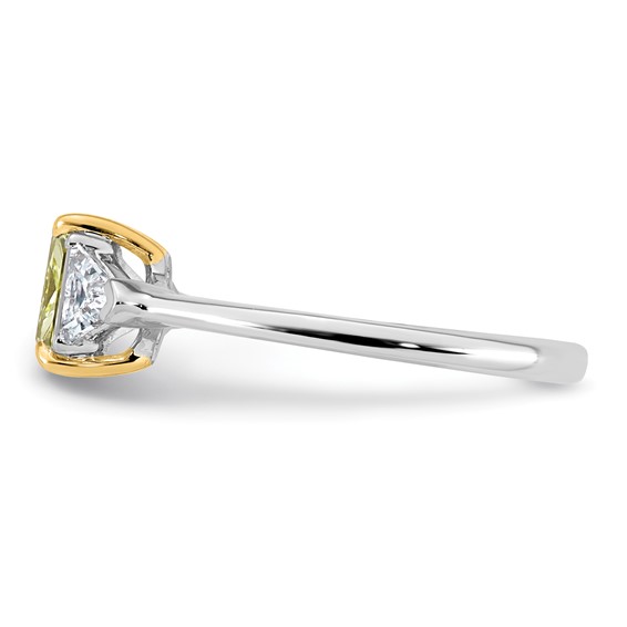 Emma Grace 14K Two-Tone 1 1/2 carat Certified Lab Grown Diamond VS+ Radiant Vivid Yellow & VS+ F+ Trillion Complete Ring