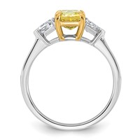Emma Grace 14K Two-Tone 1.88 Carat Certified Lab Grown Diamond VS+ Radiant Vivid Yellow & VS+ F+ Triangle Complete Ring view 2