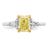 Emma Grace 14K Two-Tone 1.88 Carat Certified Lab Grown Diamond VS+ Radiant Vivid Yellow & VS+ F+ Triangle Complete Ring view 4