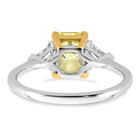 Emma Grace 14K Two-Tone 1.88 Carat Certified Lab Grown Diamond VS+ Radiant Vivid Yellow & VS+ F+ Triangle Complete Ring view 5