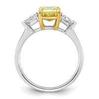 Emma Grace 14K Two-Tone 2.38 Carat Certified Lab Grown Diamond VS+ Radiant Vivid Yellow & VS+ F+ Triangle Complete Ring view 2