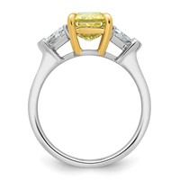 Emma Grace 14K Two-Tone 3 Carat Certified Lab Grown Diamond VS+ Radiant Vivid Yellow & VS+ F+ Triangle Complete Ring view 2