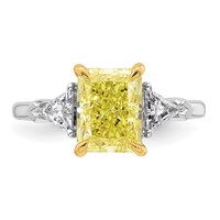 Emma Grace 14K Two-Tone 3 Carat Certified Lab Grown Diamond VS+ Radiant Vivid Yellow & VS+ F+ Triangle Complete Ring view 4