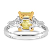 Emma Grace 14K Two-Tone 3 Carat Certified Lab Grown Diamond VS+ Radiant Vivid Yellow & VS+ F+ Triangle Complete Ring view 5