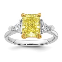 Emma Grace 14K Two-Tone 3 Carat Certified Lab Grown Diamond VS+ Radiant Vivid Yellow & VS+ F+ Triangle Complete Ring view 1