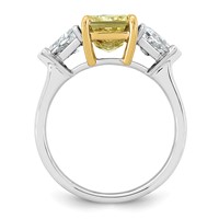 Emma Grace 14K Two-Tone 4 Carat Certified Lab Grown Diamond VS+ Radiant Vivid Yellow & VS+ F+ Triangle Complete Ring view 2