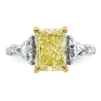 Emma Grace 14K Two-Tone 4 Carat Certified Lab Grown Diamond VS+ Radiant Vivid Yellow & VS+ F+ Triangle Complete Ring view 4