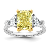 Emma Grace 14K Two-Tone 4 Carat Certified Lab Grown Diamond VS+ Radiant Vivid Yellow & VS+ F+ Triangle Complete Ring view 1