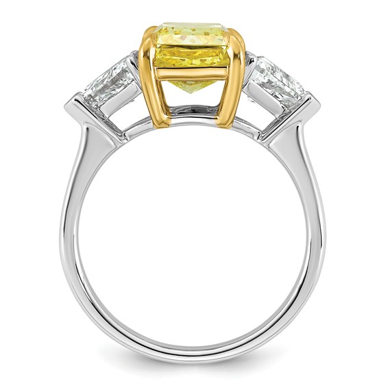 Emma Grace 14K Two-Tone 4 1/2 carat Certified Lab Grown Diamond VS+ Radiant Vivid Yellow & VS+ F+ Trillion Complete Ring