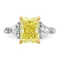Emma Grace 14K Two-Tone 4.50 Carat Certified Lab Grown Diamond VS+ Radiant Vivid Yellow & VS+ F+ Triangle Complete Ring view 4