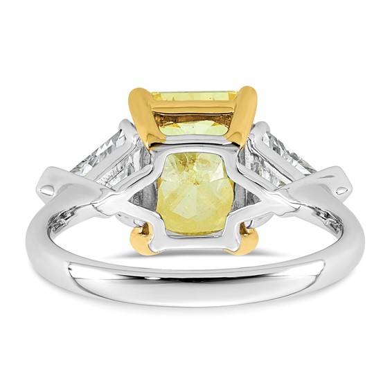 Emma Grace 14K Two-Tone 4 1/2 carat Certified Lab Grown Diamond VS+ Radiant Vivid Yellow & VS+ F+ Trillion Complete Ring