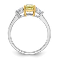 Emma Grace 14K Two-Tone 1.25 Carat Certified Lab Grown Diamond VS+ Cushion Vivid Yellow & VS+ F+ Trillion Complete Ring view 2