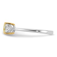 Emma Grace 14K Two-Tone 1.25 Carat Certified Lab Grown Diamond VS+ Cushion Vivid Yellow & VS+ F+ Trillion Complete Ring view 3