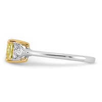 Emma Grace 14K Two-Tone 1.88 Carat Certified Lab Grown Diamond VS+ Cushion Vivid Yellow & VS+ F+ Trillion Complete Ring view 3