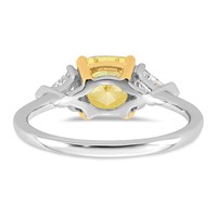 Emma Grace 14K Two-Tone 1.88 Carat Certified Lab Grown Diamond VS+ Cushion Vivid Yellow & VS+ F+ Trillion Complete Ring view 5