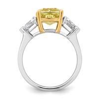 Emma Grace 14K Two-Tone 4 Carat Certified Lab Grown Diamond VS+ Cushion Vivid Yellow & VS+ F+ Trillion Complete Ring view 2