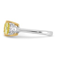 Emma Grace 14K Two-Tone 4 Carat Certified Lab Grown Diamond VS+ Cushion Vivid Yellow & VS+ F+ Trillion Complete Ring view 3