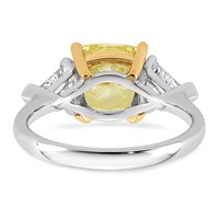 Emma Grace 14K Two-Tone 4 Carat Certified Lab Grown Diamond VS+ Cushion Vivid Yellow & VS+ F+ Trillion Complete Ring view 5